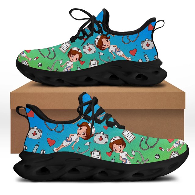 Zapatos de plataforma con degradado para mujer, zapatos de enfermera, zapatos de cuchilla, zapatillas deportivas para correr para mujer, calzado de malla ligera para mujer