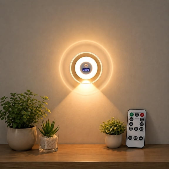Smart LED Clock Night Light with Motion Sensor, Dimmable 3-Color Motion Activated Wall Light, Rechargeable Nightlight with Digital Clock for Hallway, Bathroom, Stair and Bedroom