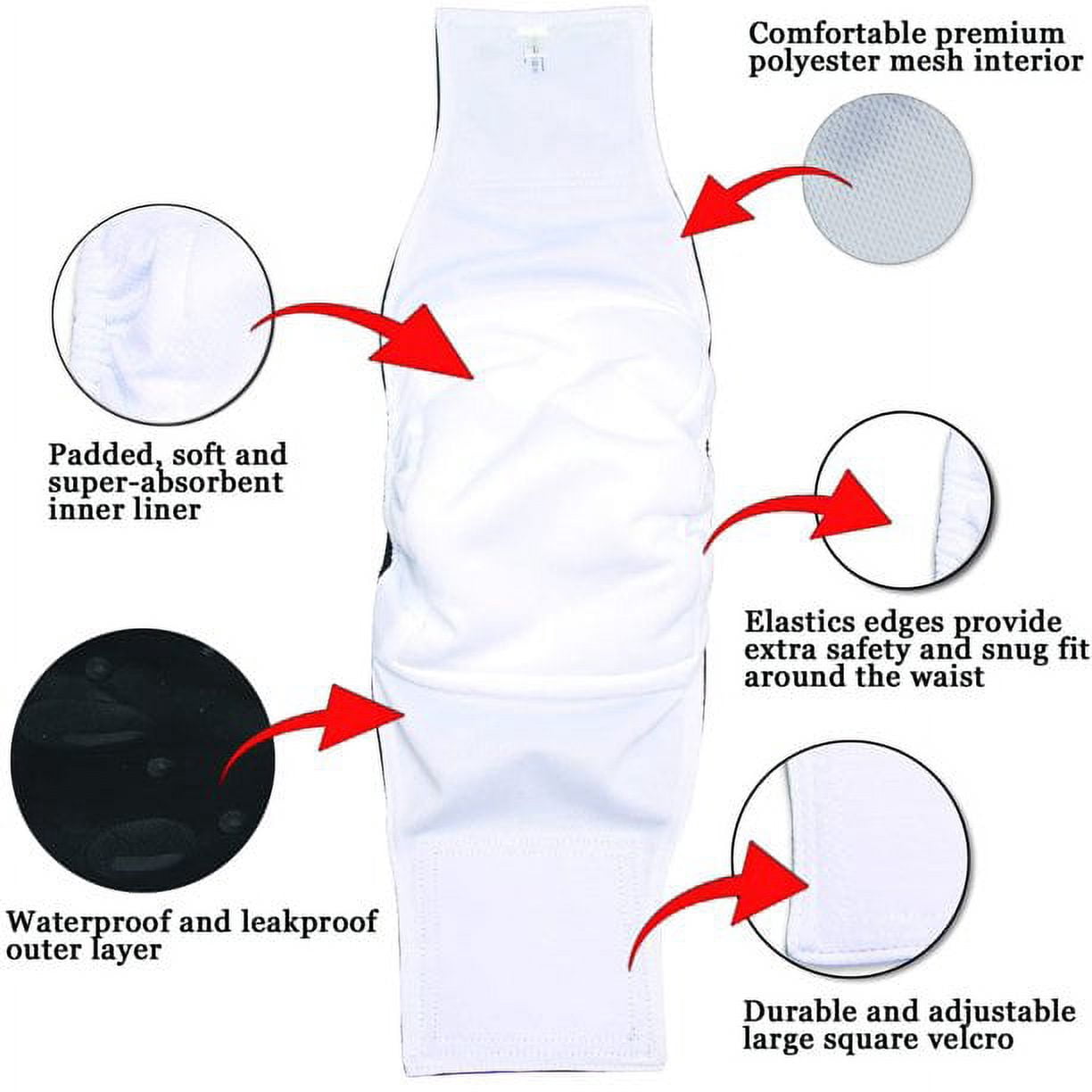 Genwiss 3 Pack Male Dog Diaper Wrap with Gray Lining, Washable Puppy Belly Bands, Super-Absorbent and Comfortable (L1,16-20" Waist, Black+Gray+Coffee)