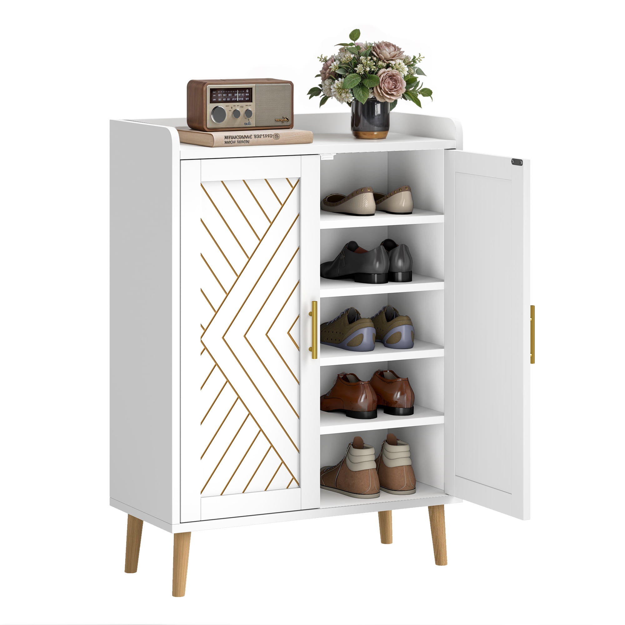 Uforic 5 Tiers Shoe Cabinet for Hallway, Modern Shoe Rack Organizer with Doors for Entryway/Closet