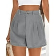 thumbnail image 5 of PRETTYGARDEN Womens Shorts Casual Summer Elastic High Waist Zipper Button Tailored Shorts Pleated Beach Vacation Outfits, 5 of 9
