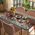 thumbnail image 3 of Spring Botanical Table Cloths for 5 Foot Rectangle Tables, Farmhouse Black Plaid Brown Wooden Grain Patio Waterproof Elastic Fitted Tablecloths, Washable Rectangular Table Cover for Camping, 3 of 8