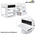 thumbnail image 5 of Low Loft Bed Twin Size with Rolling Desk, Storage Shelves and Chalkboard, Loft Bed with Storage Drawer and Full-Length Guardrail, Twin Loft Bed, White, 5 of 13
