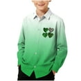 thumbnail image 1 of RXMEKW Chemise à Manches Longues Imprimée pour la Saint-Patrick pour Garçons avec Col Rabattu, 95 % Coton 5 % Spandex, Vert, 1 of 7