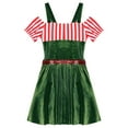 thumbnail image 4 of TiaoBug Women's Gingerbread Costume Christmas Cookie Dress Roleplay Outfits Xmas Party Dress Up Green XL, 4 of 5