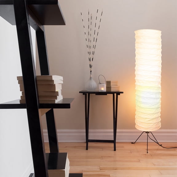 WORGEOUS Foldable Paper Floor Lamp Shade Ivory Color for Office Decoration 1Set