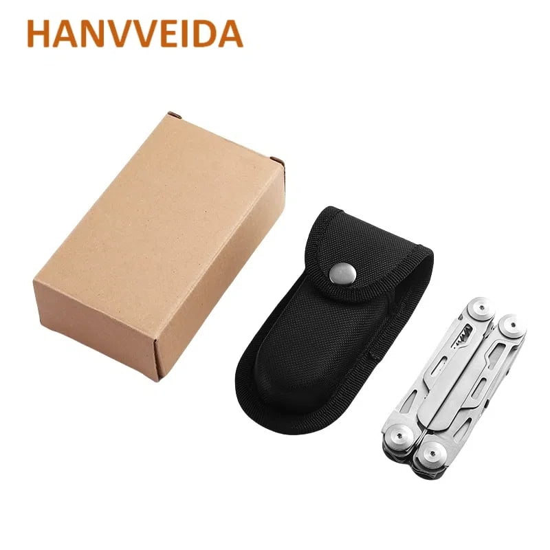 HANVVEIDA 13-In-1 Multitool Pliers Multi Tool with Safety Locking and Pocket Sheath,silver