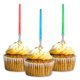 thumbnail image 2 of Super Z Outlet Light Sabre Cupcake Decoración Toppers Sticks Picks Set para niños fiesta de cumpleaños Fan Shows Películas 4" pulgadas de alto (24), 2 of 5
