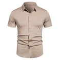 thumbnail image 2 of Mens Muscle Fit Short Sleeve Button Down Shirts Wrinkle Free Business Casual Dress Shirts Stretch Lightweight Breathable Untucked Tops Summer Office Party Wear, 2 of 7