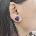 thumbnail image 4 of Rough Amethyst Stud Earring, Natural Amethyst Earring, February Birthstone, Womens Earring, 925 Sterling Silver, Christmas, Thanksgiving, Mens Studs Earring, Handmade Jewelry, Raw Studs Earring, 4 of 5