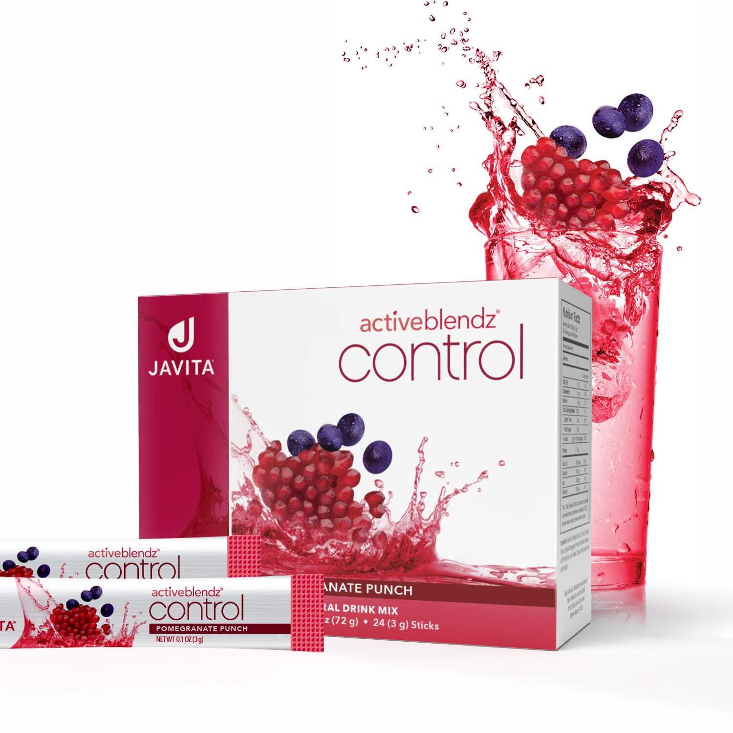 Javita ActiveBlendz Control Pomegranate Powder Drink - Instant Fruit Beverage Made from Grape & Pomegranate with Garcinia Cambogia & Gymnema Sylvestre-24 sticks