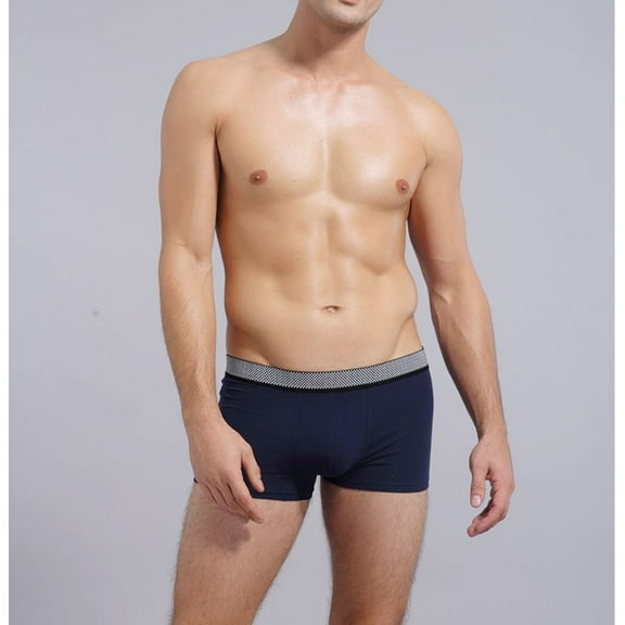 Maoxin Mens Underwear Boxer Briefs ManUnderwear Middle Waist Solid Color Letters Comfortable Breathable Boxers Underwear Men's Boxer Briefs Navy M