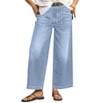 thumbnail image 3 of TaTaai Women's Fashion Casual Cropped Wide Leg Straight Pants Solid Color Loose Fit Slimming Elastic Soft Comfort Trousers for Daily Home Outdoor All Season Wear Gift, 3 of 9