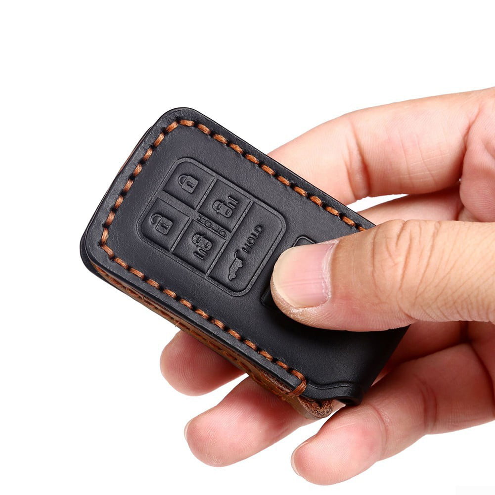 For Honda Odyssey 6 Buttons Leather Keyless Smart Car Key Fob Case Cover Holder 