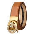thumbnail image 1 of Catelles Camel Leather Belt, with Diamond-studded Gold Double G Alloy Automatic Buckle Elegant And Durable, For 2.8cm Width women Belt,Gift Box&Length 105cm, 1 of 11