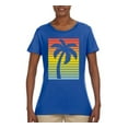 thumbnail image 2 of Tropical Palm Tree Silhouette | Womens Pop Culture Graphic T-Shirt, Royal, Small, 2 of 4