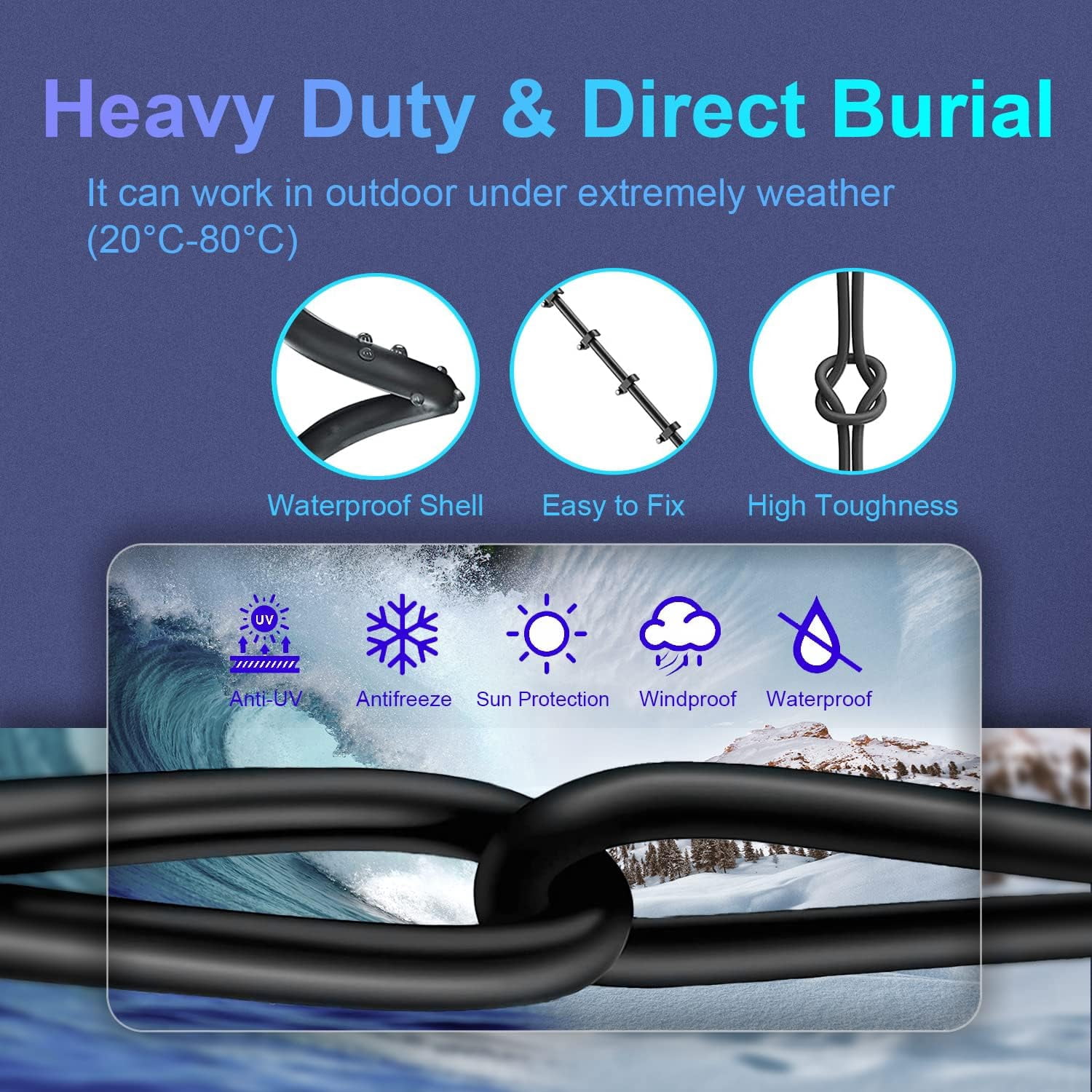 AUBEAMTO Cat 8 Ethernet Cable 16ft, Outdoor&Indoor, High Speed 26AWG Internet Cable 40Gbps 2000Mhz, Shielded Direct Burial RJ45 Network Cable,Weatherproof&UV Resistant Cable for Gaming/Router/Modem