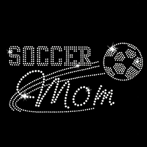 Soccer Mom Ball Futbol Iron-on Sparkly Clear Crystal Rhinestone Heat Transfer by JCS Rhinestones