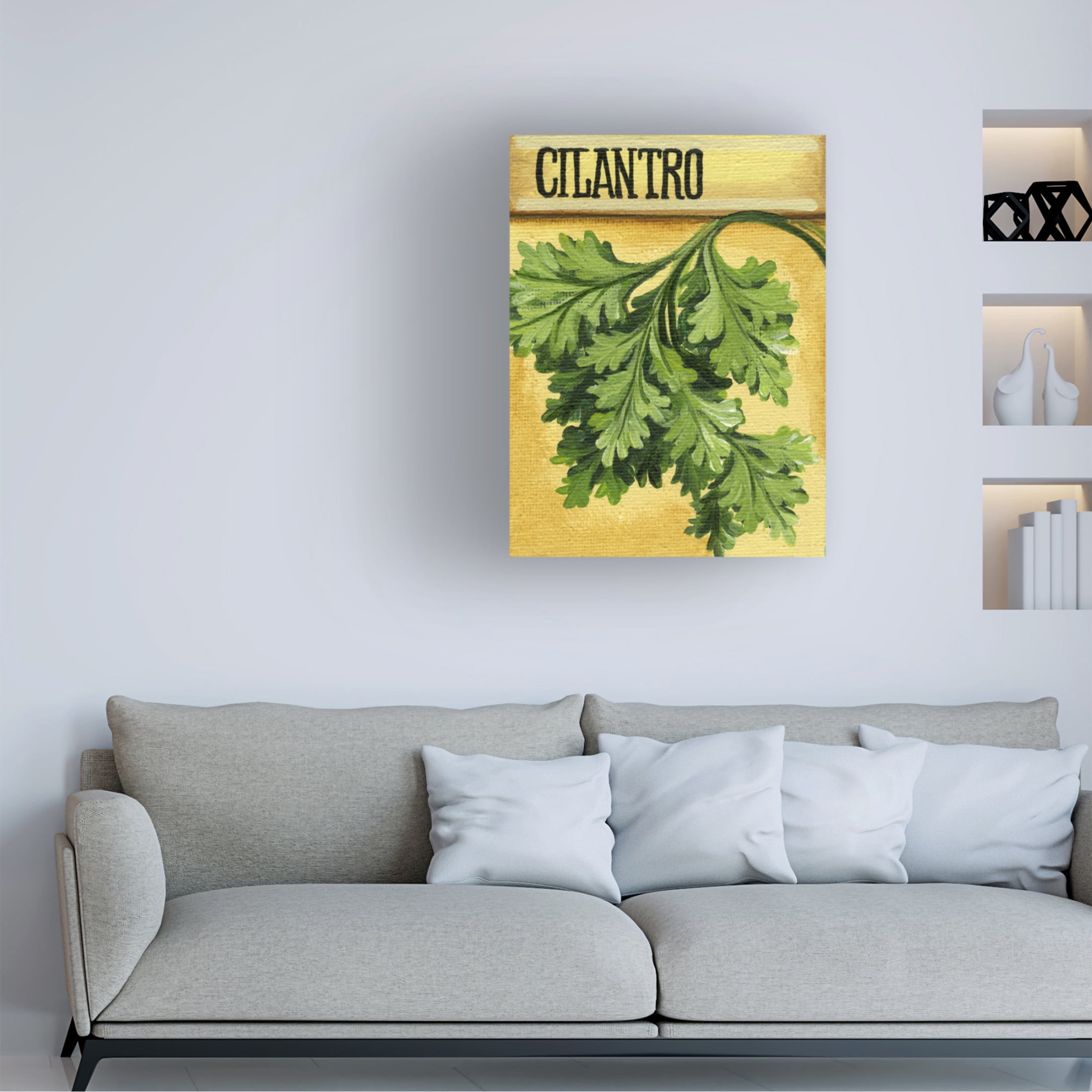 Canvas Wall Art - Debbi Wetzel 'Seed Packets 17 - Cilantro' Wall Art for Living Room, Bedroom, or Office Décor by Trademark Fine Art - 18 x 24 Inches