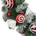 thumbnail image 4 of Northlight Frosted Pine Artificial Christmas Wreath with Swirled Candy Ornaments, 24-Inch, 4 of 4