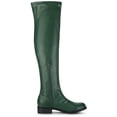 thumbnail image 3 of BLISSFUL STEP Women's Round Toe Block Heel Over Knee High Boots Green 6, 3 of 7