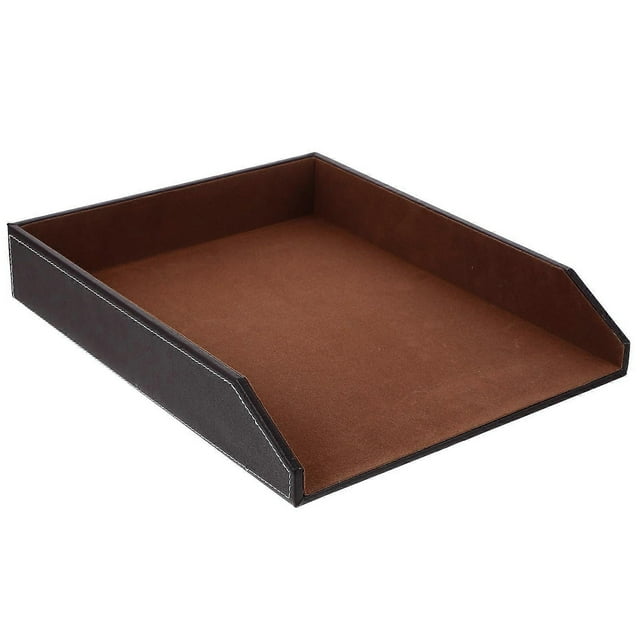 A4 Paper Storage Tray File Document Stand Desktop Storage Disc File Holder Organizer for Home School Office (Coffee Single-layer File Tray)