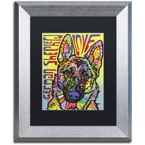 Trademark Fine Art 'German Shepherd Luv' Canvas Art by Dean Russo, Black Matte, Silver Frame