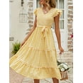 thumbnail image 5 of Yesfashion Wholesale Womens Spring Small Flying Sleeves Ruffles Wrap Round Neck Ruffle Maxi Dress Casual Tie Waist Chiffon Flowy Long Dresses, 5 of 8