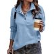 thumbnail image 1 of Sudadera SHEWIN, holgada, casual, con botones, cuello en V, para mujer, 1 of 4