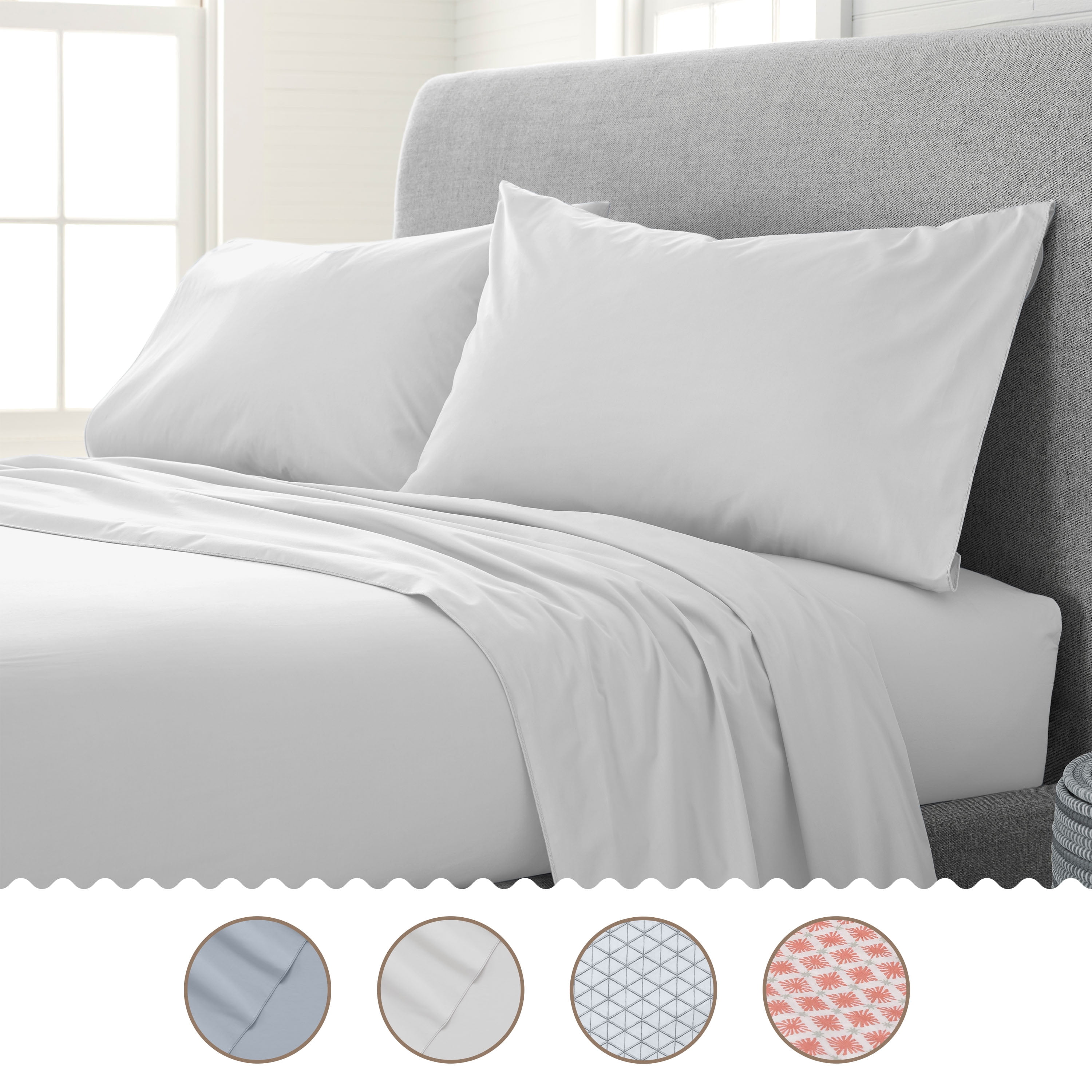 EcoPure 4-Piece King Sheet Set | 100% Organic Cotton | Comfort Washed | Deep Pocket | White