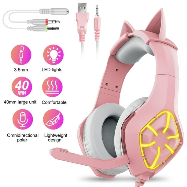 Kwade trouw universiteitsstudent Bekentenis Gaming Headset for PS4, PS5, Xbox One, Nintendo Switch, EEEkit Stereo  Gaming Headphones with Noise Canceling Mic, Memory Earmuffs, LED Lights,  3.5mm Over-Ear Headphones for PC, PS3, Mac, Laptop - Walmart.com