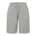 thumbnail image 5 of Seductiva Womens Workout Shorts Women's Cotton and Linen Solid Color Pocket Casual Quarter Pants Loose Pants, 5 of 5