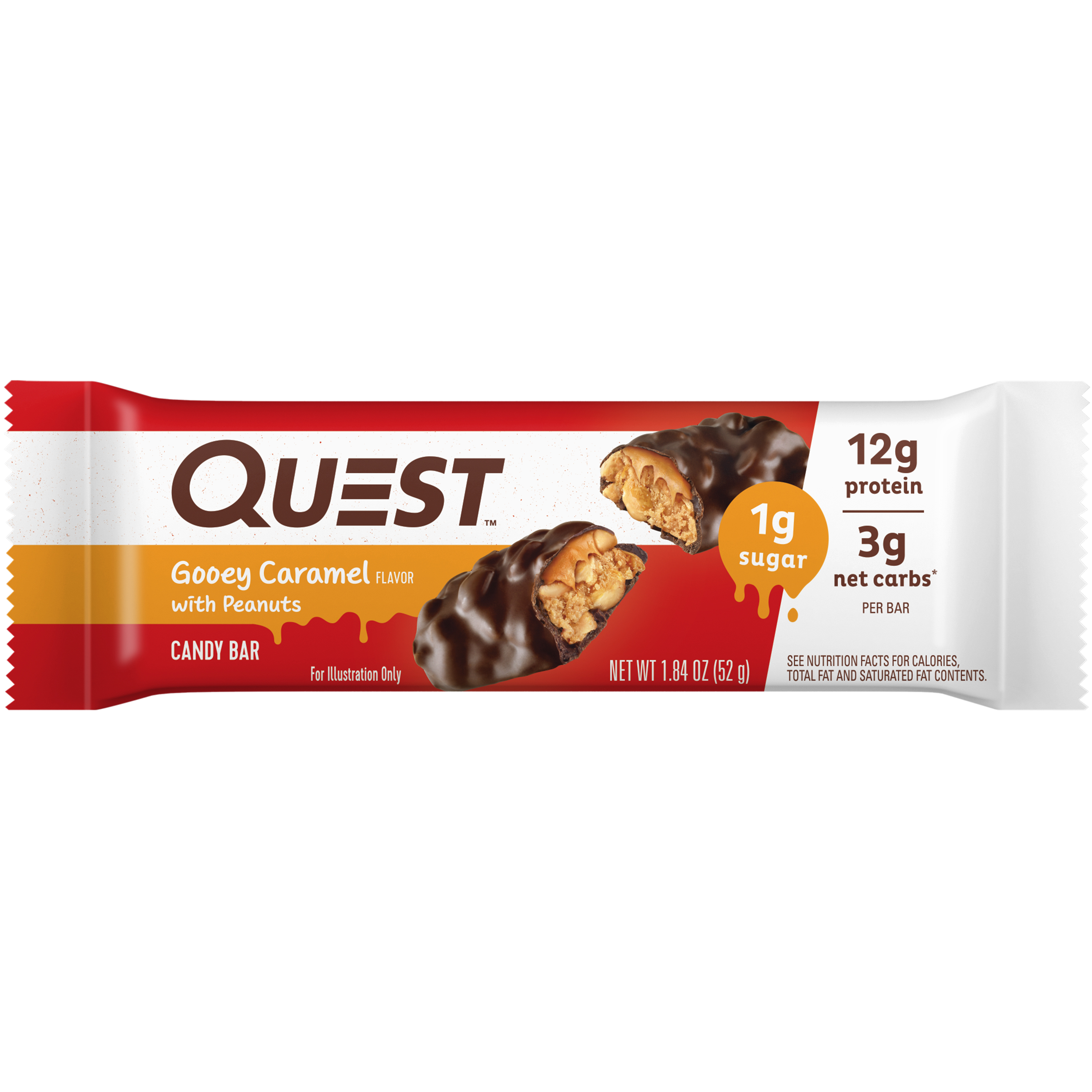 Quest Protein Candy Bar Snacks, Gooey Caramel with Peanuts flavor,  12 Count - image 5 of 11