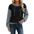 thumbnail image 2 of Hoodies for Women 2025 Fall Winter Color Block Long Sleeve Hoodie with Pockets Hooded Sweatshirt Pullover Tops, 2 of 7