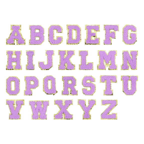 Uxcell Letters Patches, 52 Pcs Initial Letter A-Z Iron on Patch Embroidered Fabric Alphabet Stickers for Clothes Hats Makeup Bags DIY, Purple
