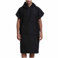 thumbnail image 2 of Mifsaly Mens Hooded Towel Poncho Robe Solid Quick Dry Absorbent Changing Robe Lightweight Surf Swim Bathrobe for Swimming Surfing Beach Black,Free Size, 2 of 6