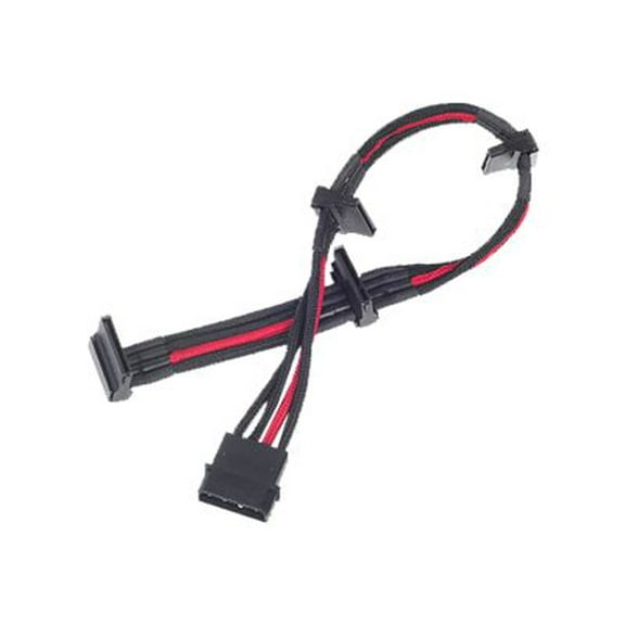 Silver Stone Technologies PP07-BTSBR 24 Pin 300 mm Power Cable Extender - Black with Red