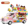 thumbnail image 1 of Blocks City Street View Dining Car Food Snacks Hamburg Car Dining Mini Building Blocks Flower Shop Car Bricks Friends Children Toy Gift, 1 of 7