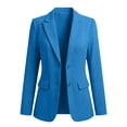 thumbnail image 4 of SETOOFF Women Solid Blazer Jacket, Notched Lapel Two Button Long Sleeve Flap Pockets Open Front Regular Fit Work Suit Coat Business Office Casual Layering Outerwear, 4 of 8