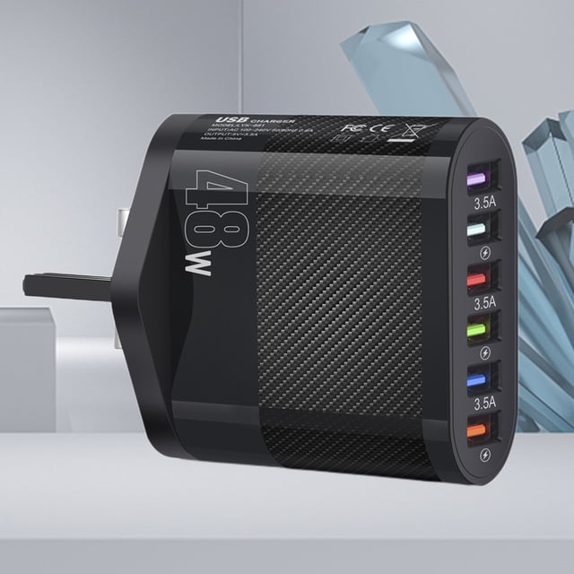 Cargador de teléfono móvil de 48W Cargador portátil de 6 puertos 3.5A 5V para iPhone 13 14 Xiaomi Tmvgtek Para estrenar