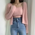 thumbnail image 4 of Two-piece Korean Women's Winter Jacket Cardigan Autumn Camisole Knitted Vest With Long Sleeve Cardigan Women Sweater Suits, 4 of 6