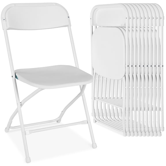 Best Choice Products Set of 10 Folding Stacking Plastic Chairs w/ Non-Slip Feet, 350lb Capacity - Black
