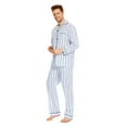 thumbnail image 4 of GLOBAL Mens 100% Cotton Pajamas Set Woven Drawstring Sleepwear Set with Top and Pants/Bottoms, 2-Piece Set, Size M, 4 of 5