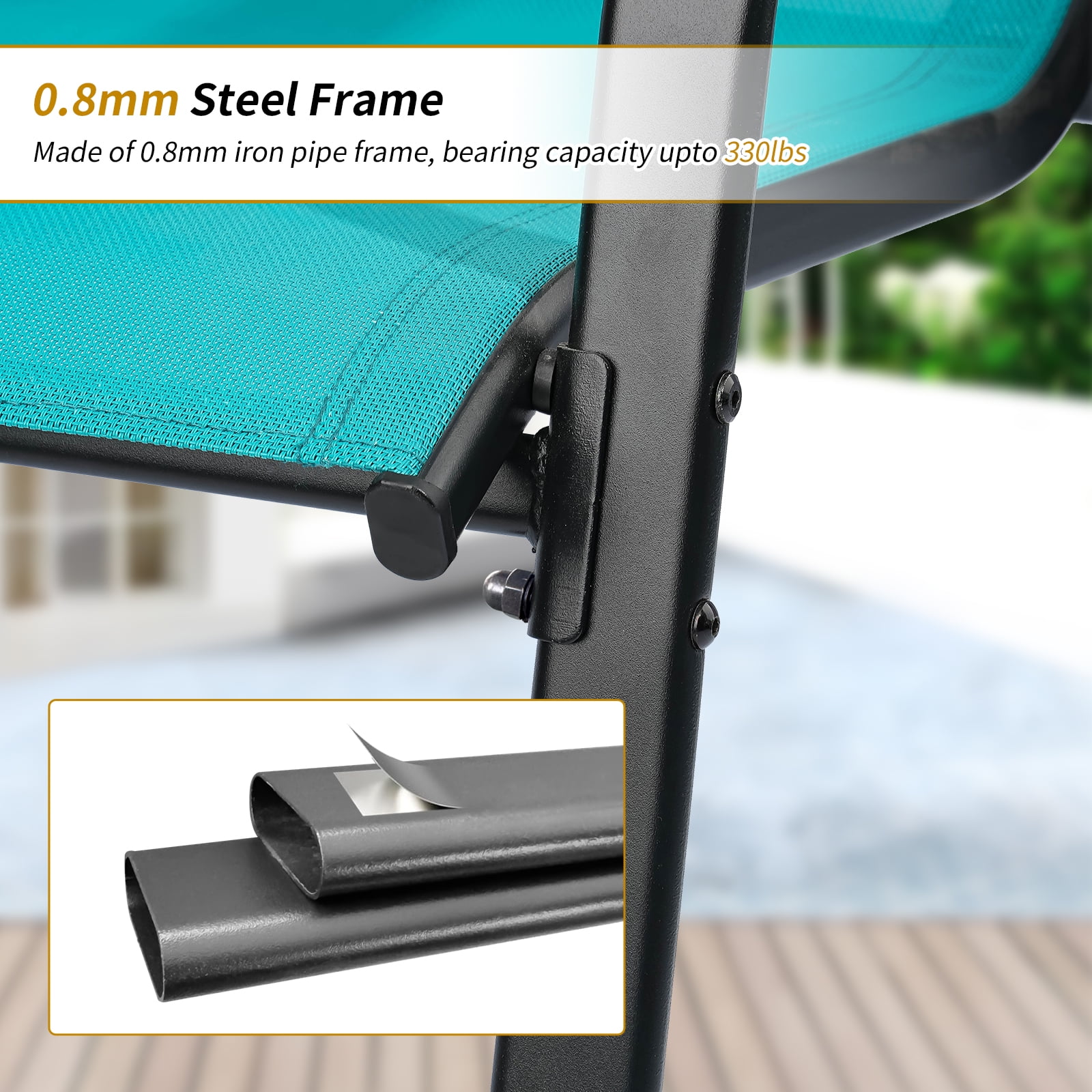 Stackable Outdoor Patio Dining Chairs with Backrest/Armrests for Lawn Garden Balcony Deck Camping-Set of 4 (Turquoise)