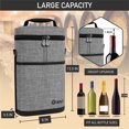 thumbnail image 3 of OPUX 2 Bottle Wine Carrier Tote, Insulated Leakproof Wine Cooler Bag, Wine Travel Bag for Picnic BYOB Beach, Portable Wine Bottle Carrying Case, Gift for Wine Lover Women Men Christmas, Heather Grey, 3 of 9
