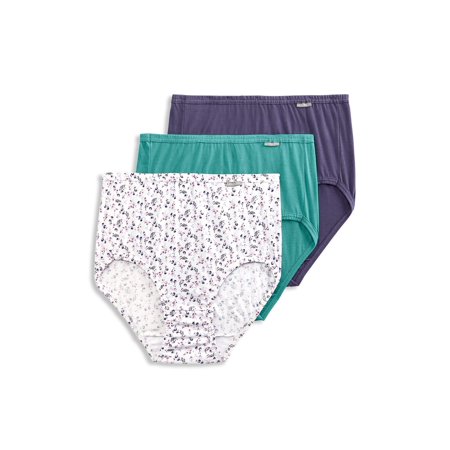 Jockey Women's Underwear Elance Brief - 3 Pack, Jewel Teal/Budding Blooms/Midnight Iris, 5