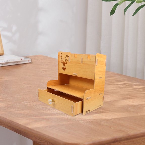 PAMINGONO stationery organizer Makeup Organizer Cherry Wood Storage Holder Practical Design 1Pack