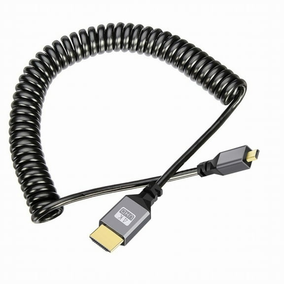 Chenyang Micro HDMI 2.0 Male to HDMI Male 4K 60hz Stretch Coiled Cable Straight Connector for HDTV Computer Laptop Monitor