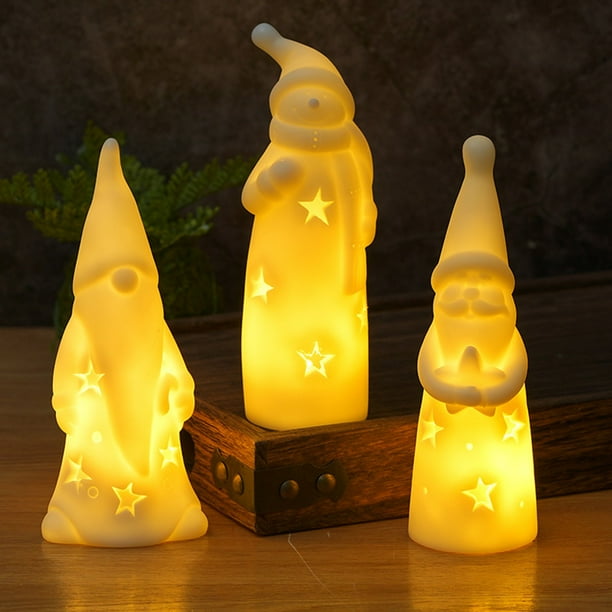 Fiudx Luz de Noche Navideña, Estilo Vela Led, Elegante Diseño de Pvc, Brillo Suave y Cálido, Decoración para Cabecero de Dormitorio, Ambiente Festivo, Bajo Consumo, Atenuación Remota, Tamaño 5 X 5 X