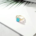 thumbnail image 4 of Gem Stone King 1.88 Ct Green Turquoise White Created Sapphire 18K Yellow Gold Plated Silver Ring (Size 8), 4 of 5